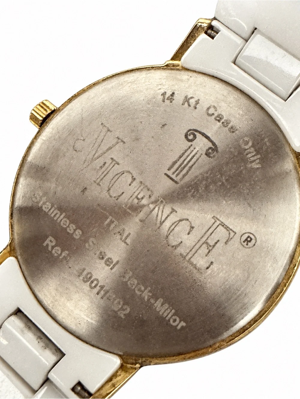 Vicence White Ceramic 14K Gold Bezel Roman Numeral Watch